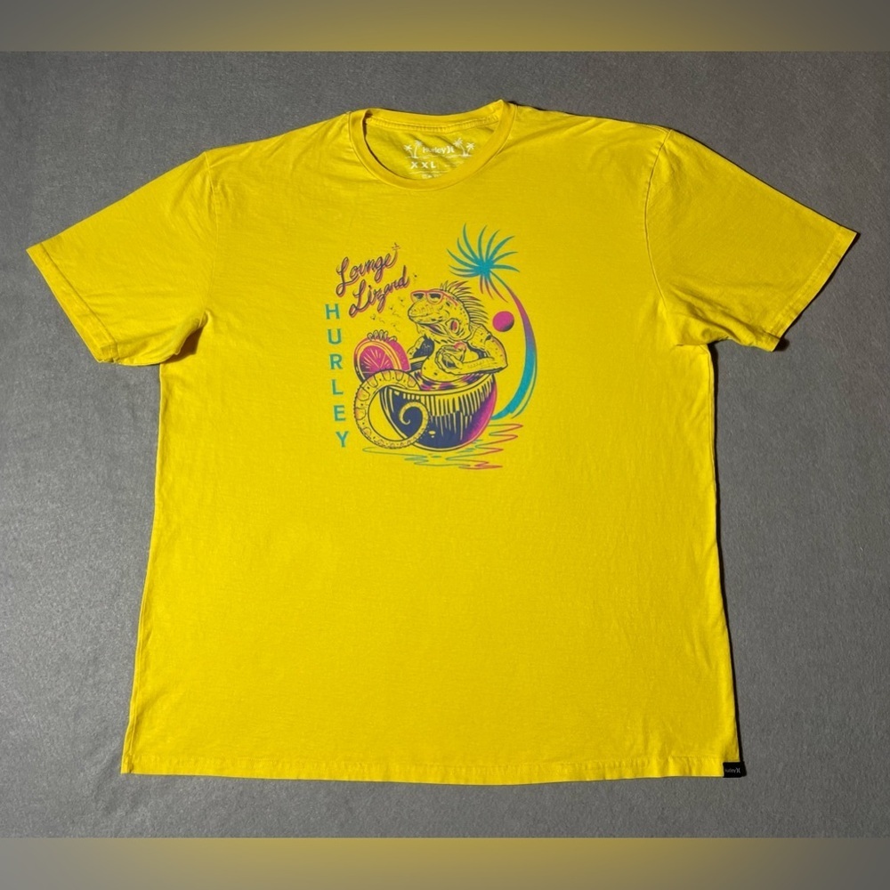 Hurley Men's Everyday Washed Lounge Lizard Tee Shirt Yellow CZ6036 Size 2XL